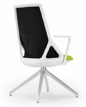 Cicero Visitor Chair With Arms. White Mesh High Back. Swivel. Any Fabric